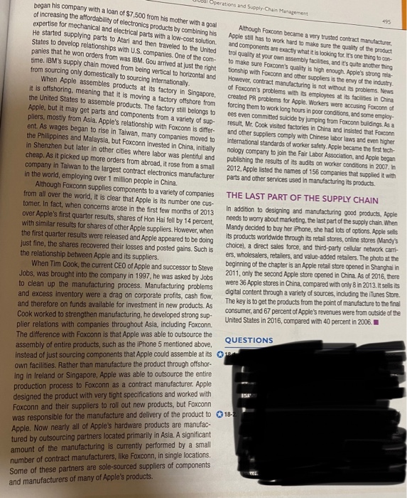 CASE Apple's Global Supply Chain outsourced its