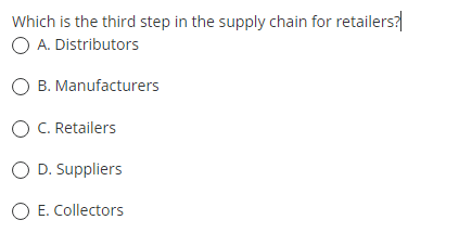 Which is the third step in the supply chain for