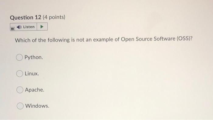 Question 11 (4 points) Listen Windowing: A