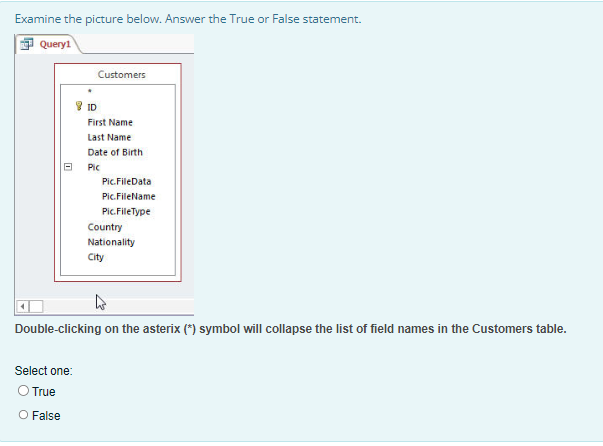 Examine the picture below. Answer the True or