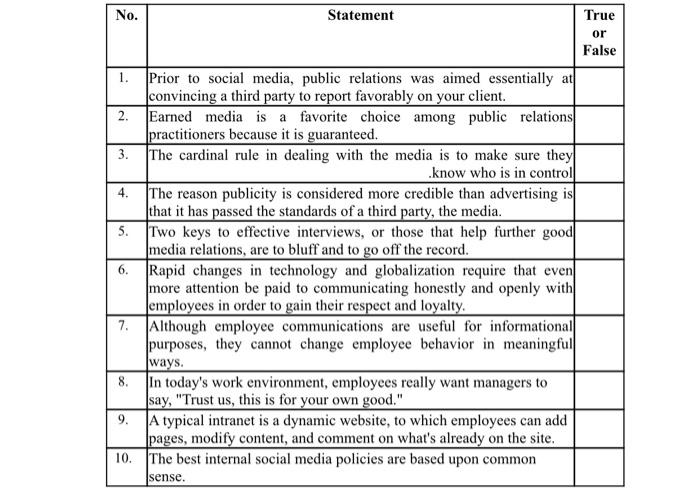 MKT 333 No. Statement True or False 1. Prior to