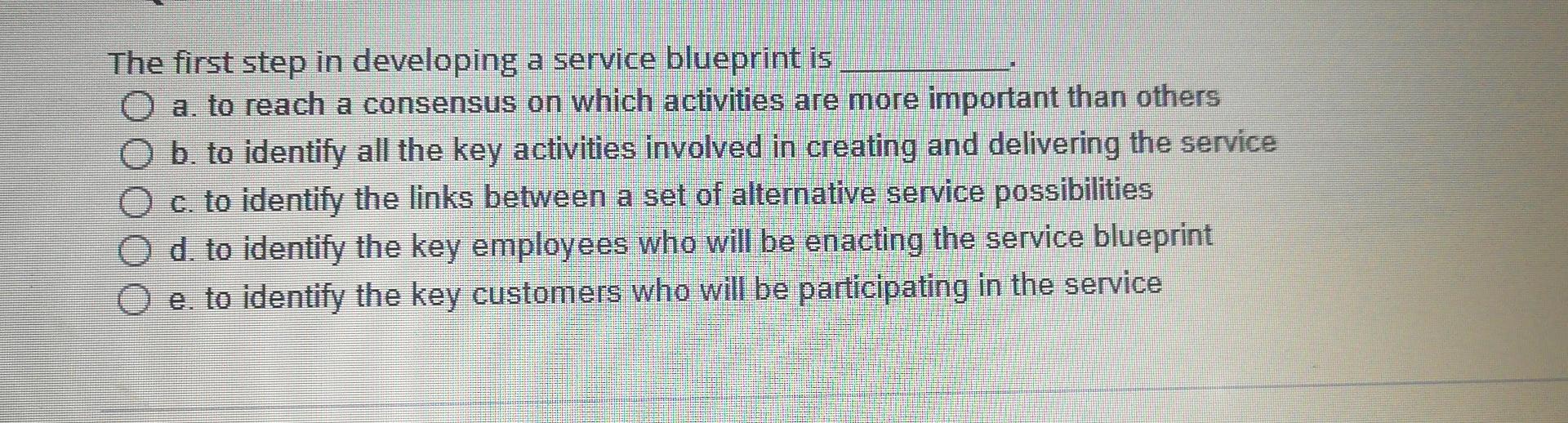 The subject is (Service Marketing) The first step