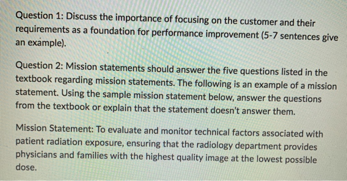Question 1: Discuss the importance of focusing on