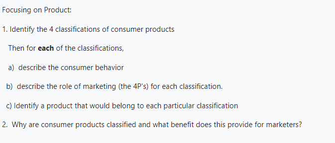 Focusing on Product: 1. Identify the 4