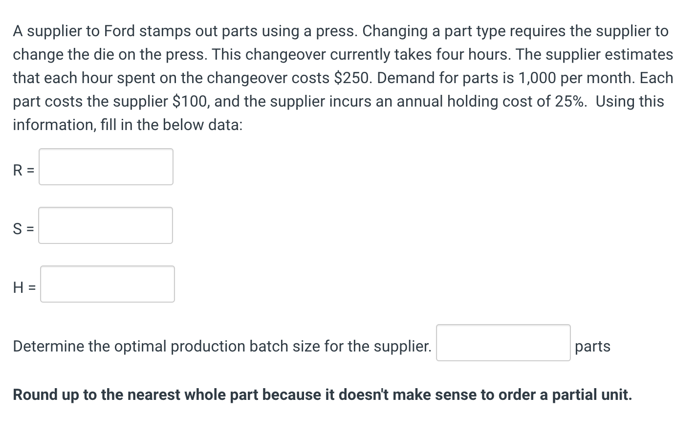 A supplier to Ford stamps out parts using a