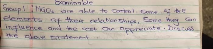 examing ble Group! : NGOs ' NGOs are able to