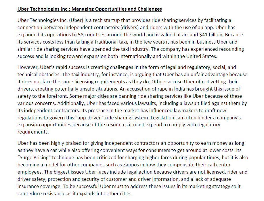 Q2. How can Uber manage these challenges? Uber