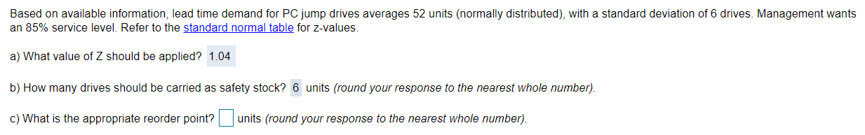 Based on available information, lead time demand