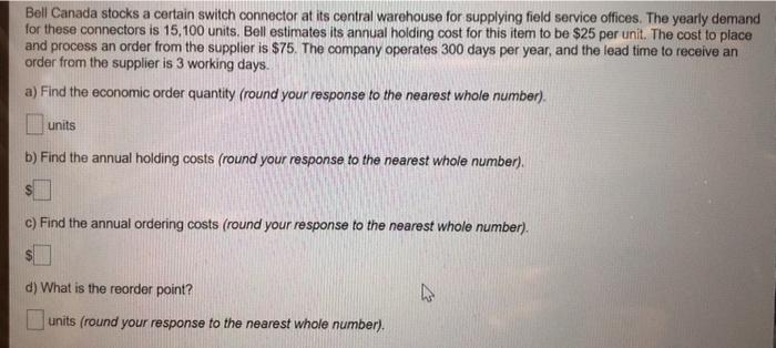 Bell Canada stocks a certain switch connector at