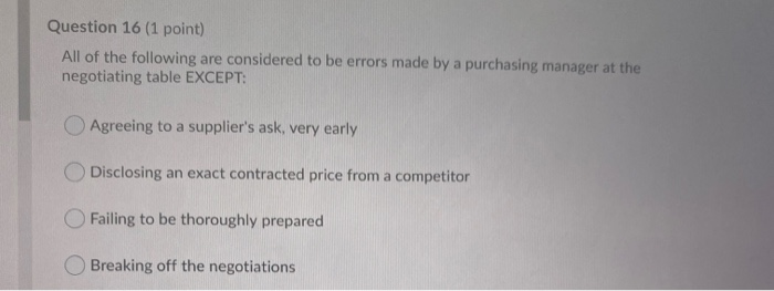 Question 11 (1 point) Which of the following