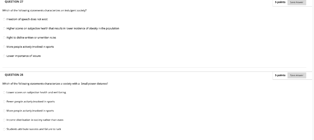 QUESTION 27 5 points Savu Answer Save Arawer