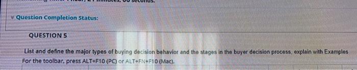 Question Completion Status: QUESTIONS List and