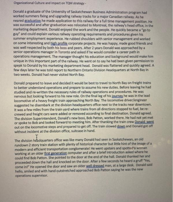 Organizational Culture and impact on TOM strategy