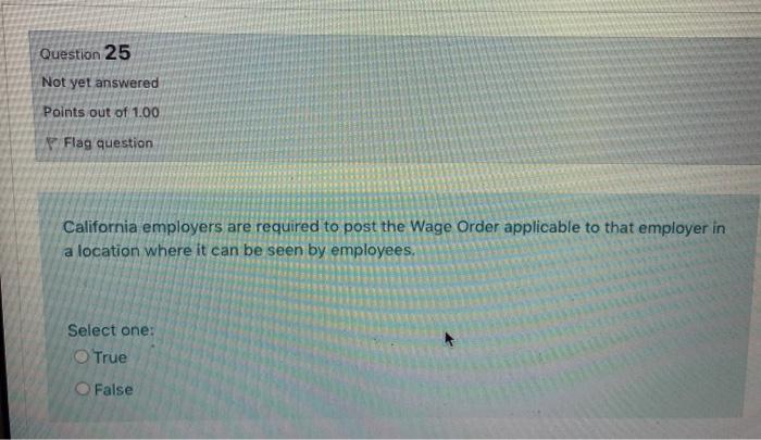 25 Question 25 Not yet answered Points out of