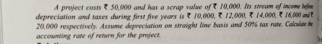 Operations Management A project costs 50,000 and