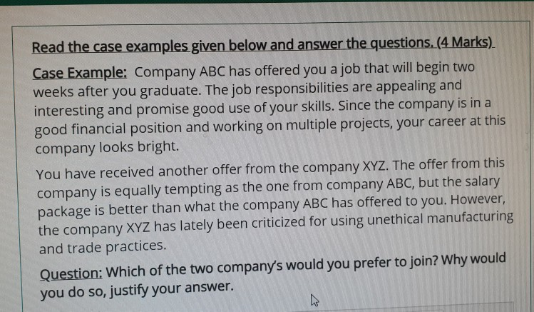 What is the answer? Read the case examples given