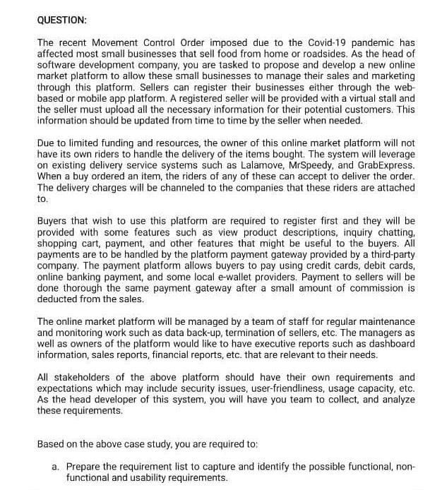 QUESTION: The recent Movement Control Order