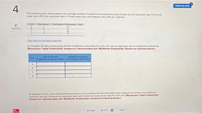 4 References Mc Graw The following table shows