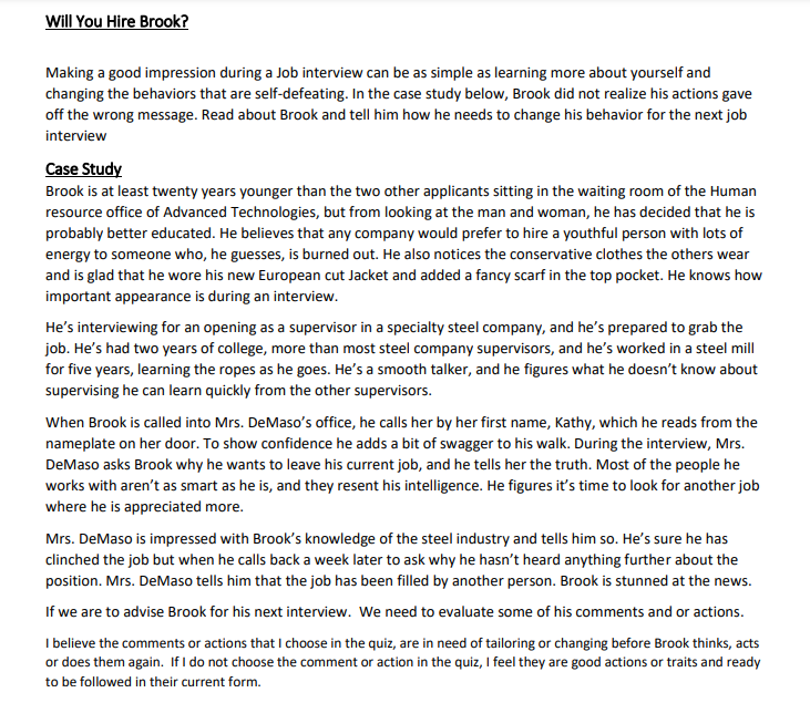 Will You Hire Brook? Making a good impression