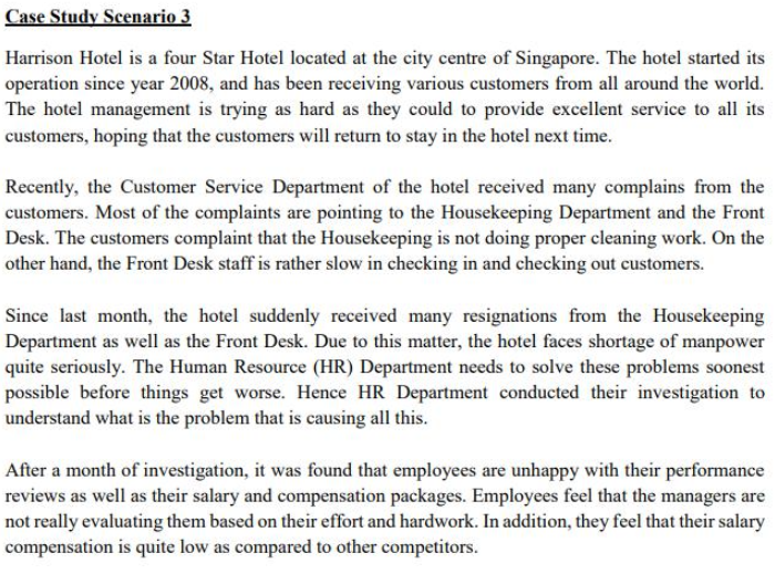 Case Study Scenario 3 Harrison Hotel is a four