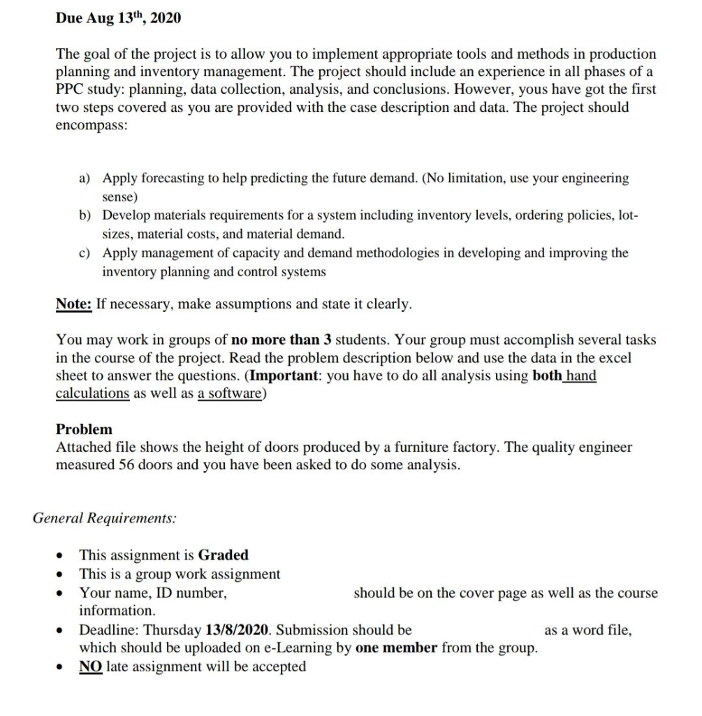 the data for this project is: Due Aug 13th, 2020