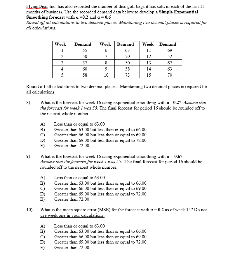 ****** I NEED THE EXCEL FORMULAS, FOR EXAMPLE