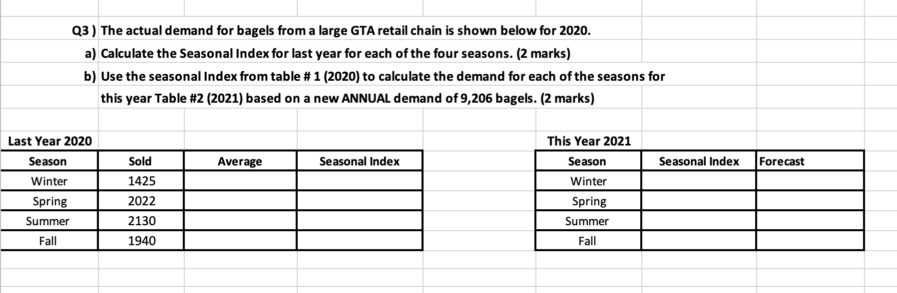 NOTE: Show and use excel formulas for each and