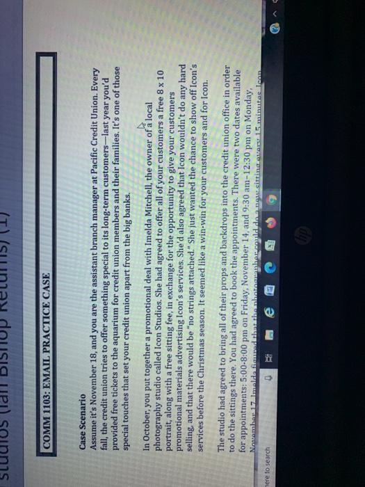 all DISTOP COMM 1103: EMAIL PRACTICE CASE any