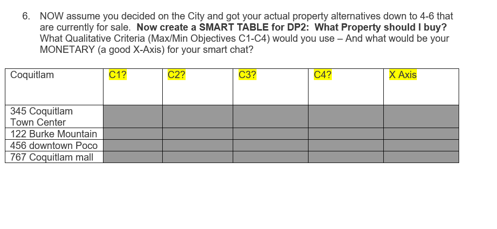 USING SMART ANALYSIS 6. NOW assume you decided on