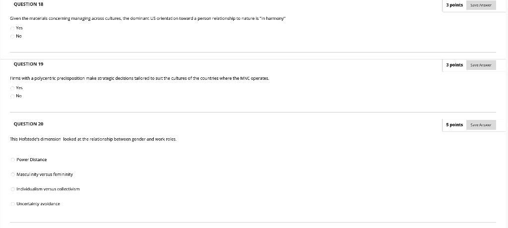 QUESTION 18 3 points Save Answer Given the