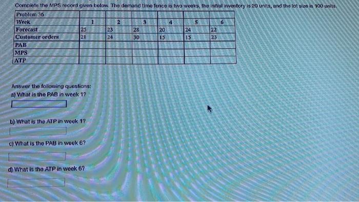 4 6 Complete the MPS record given below. The