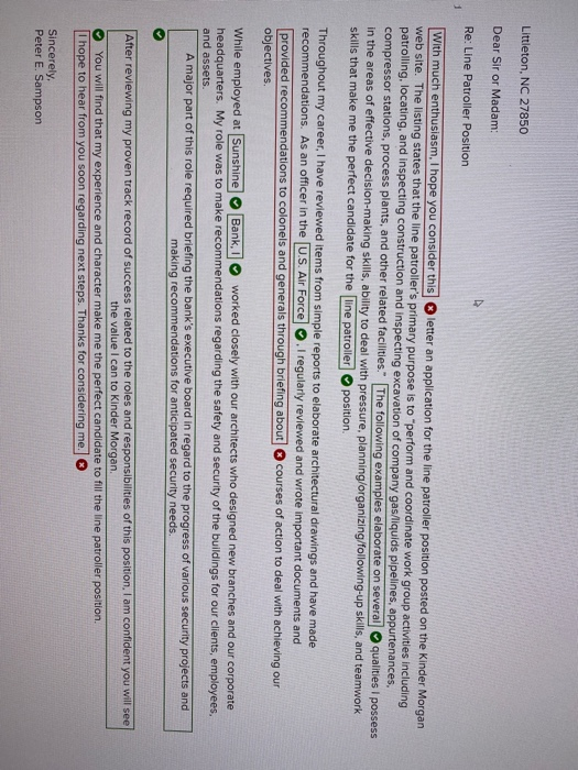 Required information COVER LETTER Relevant