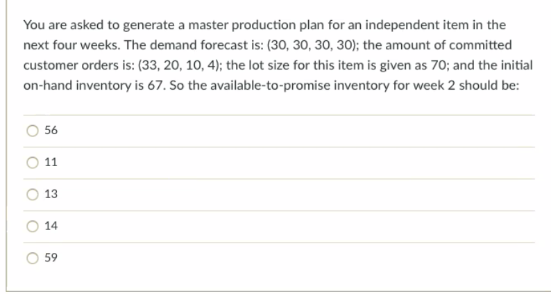 You are asked to generate a master production