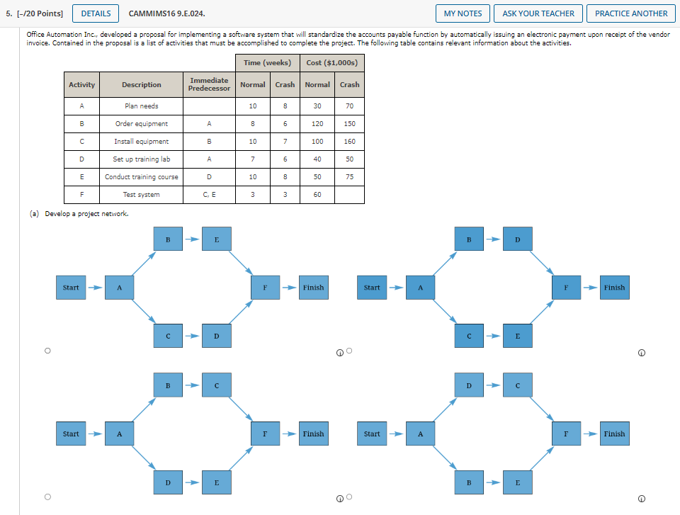 /20 Points] CAMMIMS16 9.E.024. Office Automation