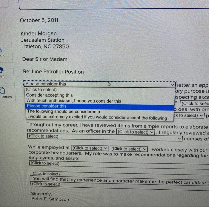 Required information COVER LETTER Relevant
