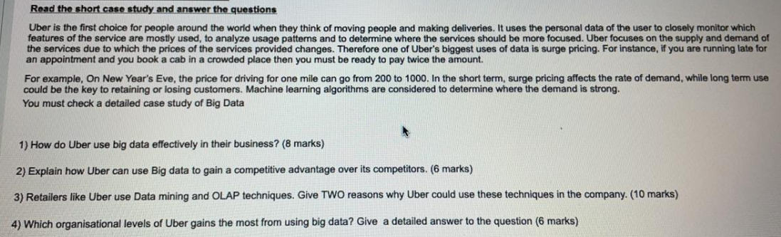 Read the short case study and answer the