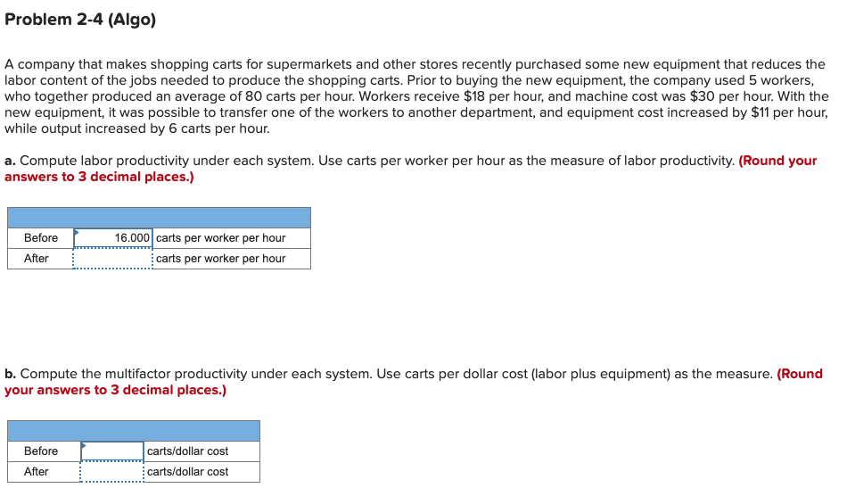 Problem 2-4 (Algo) A company that makes shopping