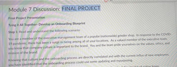 please add resources Module 7 Discussion: FINAL