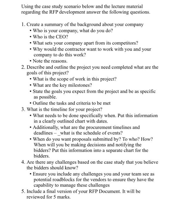 v Using the case study scenario below and the