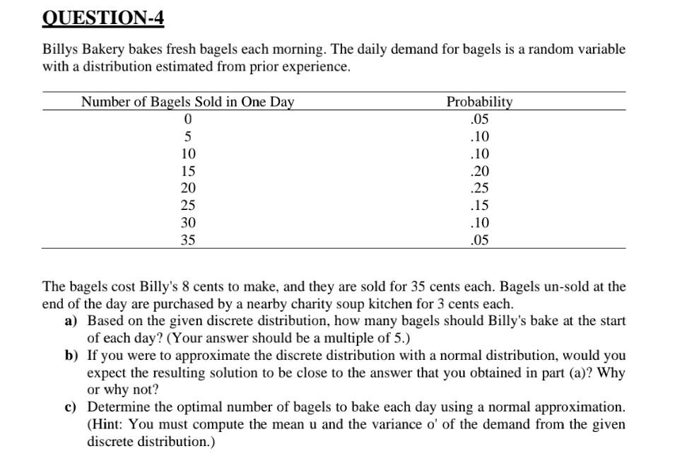 Need help with this question QUESTION-4 Billys