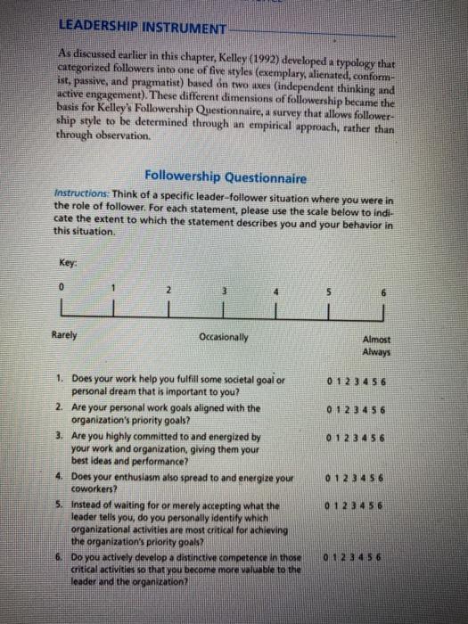 Complete the Followership Questionnaire. Post