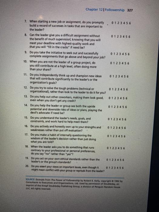 Complete the Followership Questionnaire. Post