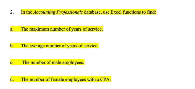 2. In the Accounting Professionals database, use