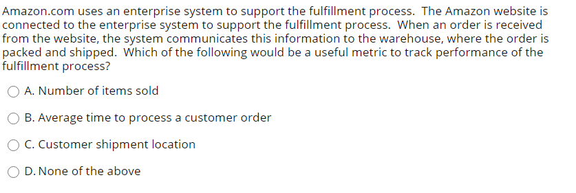 Amazon.com uses an enterprise system to support