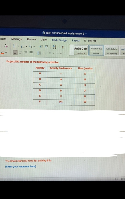 2 BUS 316 CANVAS Assignment 6 View Table Design