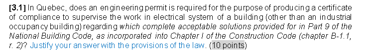 [3.1] In Quebec, does an engineering permit is