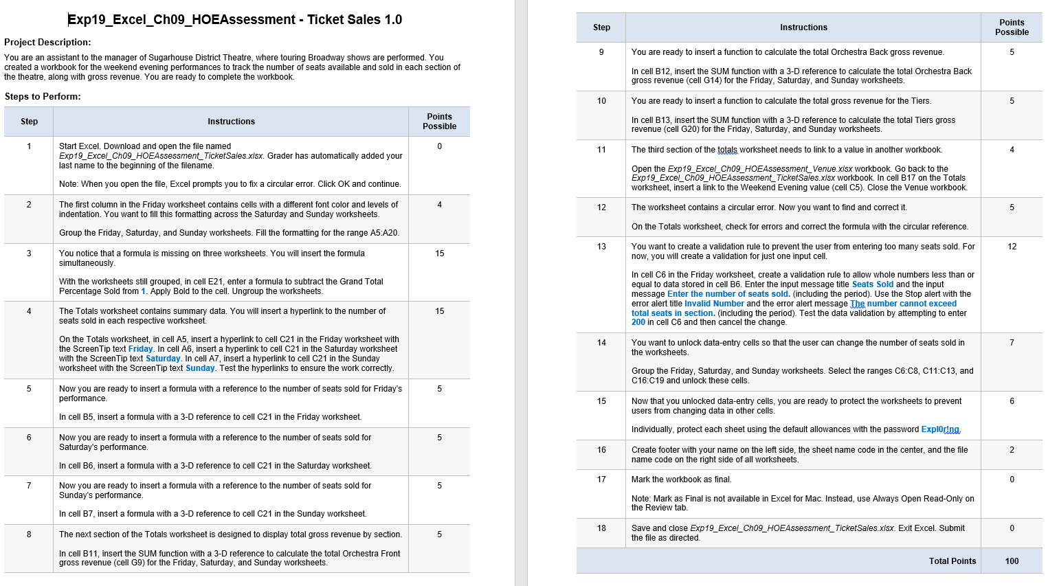 Step Instructions Points Possible