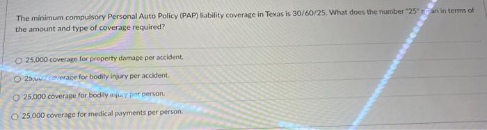help asap!!! The minimum compulsory Personal Auto