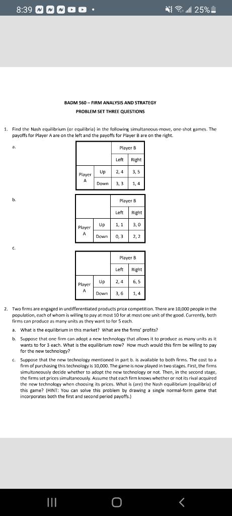 8:39 { ? - 25 % BADM 560 - FIRM ANALYSIS AND