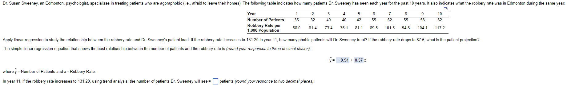PLEASE ANSWER QUESTION 2 =0.94+0.57x